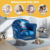 Toddler Upholstered Armchair with Solid Wooden Frame and High-density Sponge Filling-Multicolor