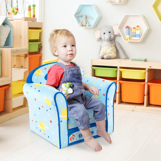 Toddlers Sofa Chair with Velvet Fabric Cover High Density Sponge Filling