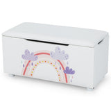 Kids Wooden Upholstered Toy Storage Box with Removable Lid-White