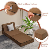 Tri-Fold Folding Chair Convertible Sleeper Bed-Brown