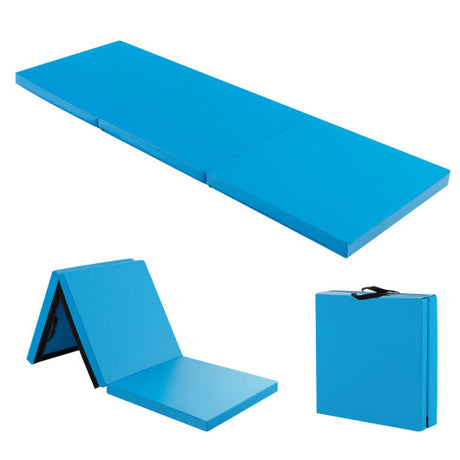 6 x 2 FT Tri-Fold Gym Mat with Handles and Removable Zippered Cover-Blue