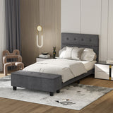 Twin/Full/Queen Upholstered Bed Frame with Ottoman Storage-Twin Size