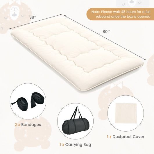 Queen/King/Twin/Full Futon Mattress Floor Sleeping Pad with Washable Cover Beige-Twin Size