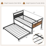Twin Metal Daybed with Trundle Lockable Wheels-Twin Size