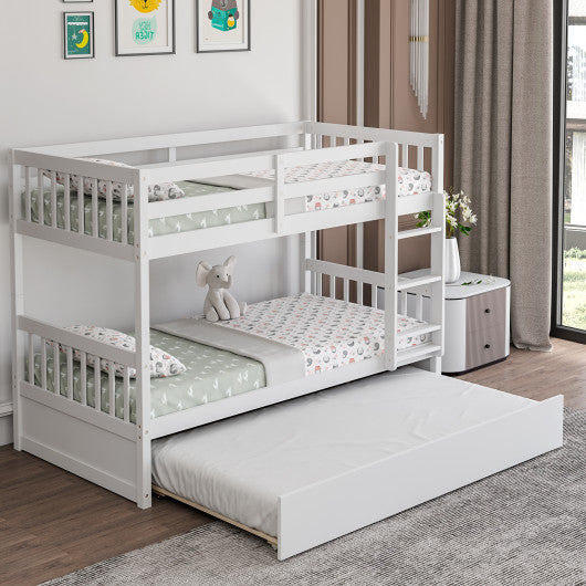 White twin over full bunk bed with trundle sale