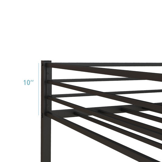 Low Profile Twin Over Twin Metal Bunk Bed with Full-length Guardrails-Black
