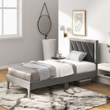 Twin/Full/Queen Platform Bed with High Headboard and Wooden Slats-Twin Size
