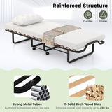 Twin Size Folding Bed with Foam Mattress and Lockable Wheels