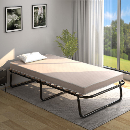 Twin Size Folding Guest Bed with Memory Foam Mattress Made in Italy