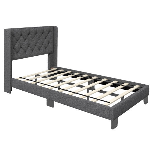 Twin/Full/Queen Size Upholstered Platform Bed with Button Tufted Headboard-Twin Size