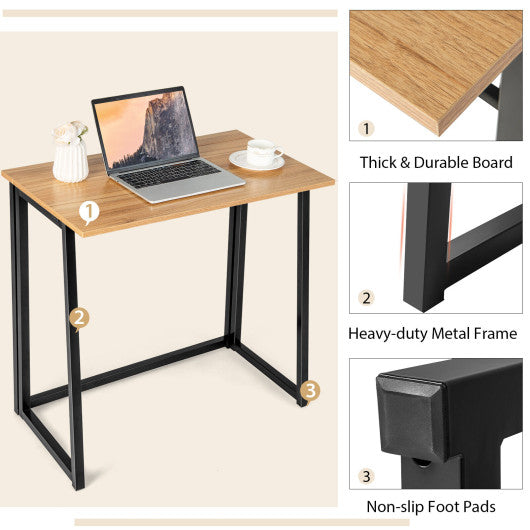 31 Inch Space-saving Folding Computer Desk for Home Office-Walnut