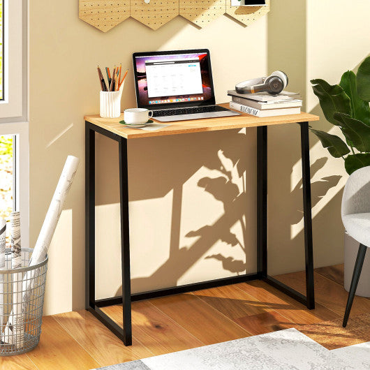 31 Inch Space-saving Folding Computer Desk for Home Office-Walnut