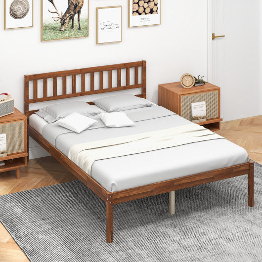 Twin/Full/Queen Size Wood Bed Frame with Headboard and Slat Support-Full Size