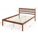 Twin/Full/Queen Size Wood Bed Frame with Headboard and Slat Support-Full Size
