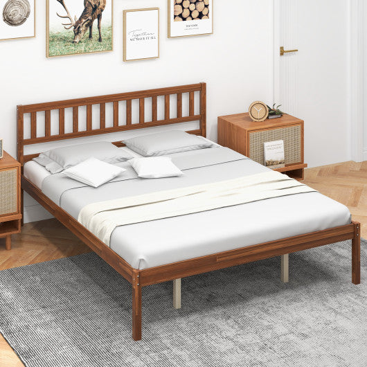 Twin/Full/Queen Size Wood Bed Frame with Headboard and Slat Support-Queen Size