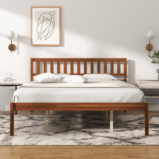 Twin/Full/Queen Size Wood Bed Frame with Headboard and Slat Support-Queen Size