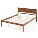 Twin/Full/Queen Size Bed Frame with Wooden Headboard and Slat Support-Queen Size