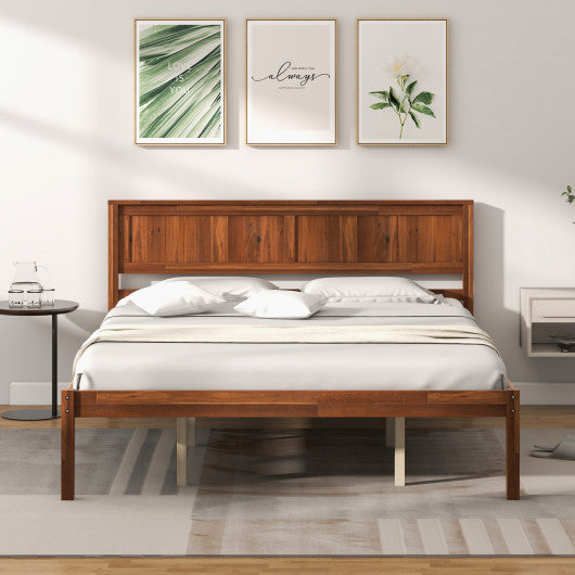 Twin/Full/Queen Size Bed Frame with Wooden Headboard and Slat Support-Queen Size