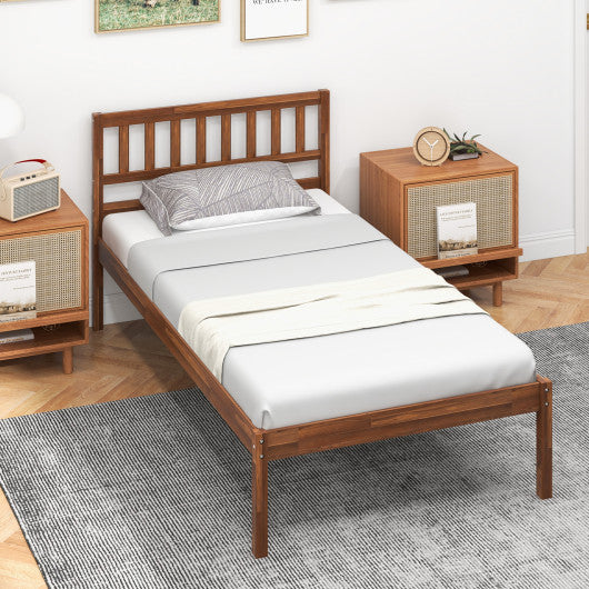 Twin/Full/Queen Size Wood Bed Frame with Headboard and Slat Support-Twin Size