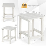 14 Inch Square Weather-Resistant Adirondack Side Table-White