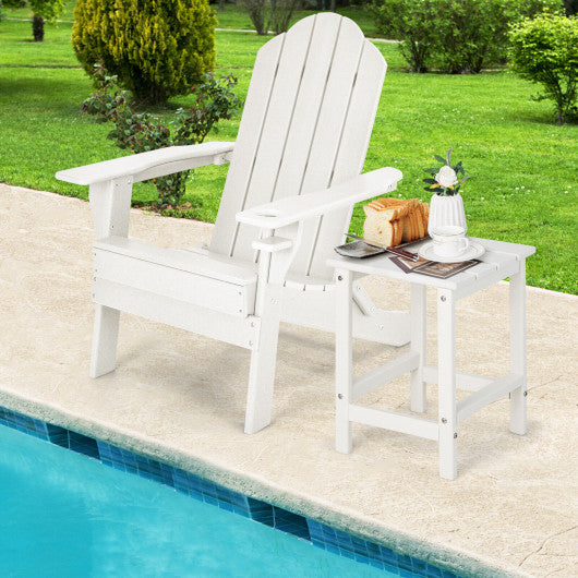 14 Inch Square Weather-Resistant Adirondack Side Table-White