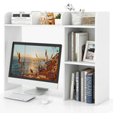 3-Tier Multipurpose Desk Bookshelf with 4 Shelves-White