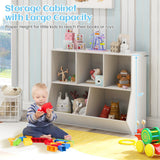 5-Cube Wooden Kids Toy Storage Organizer with Anti-Tipping Kits-White