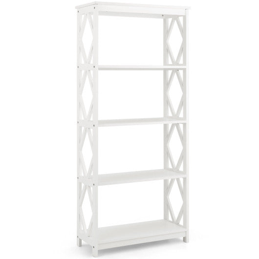 5-Tier Modern Freestanding Bookcase with Open Shelves-White