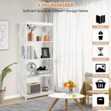 5-Tier Modern Freestanding Bookcase with Open Shelves-White