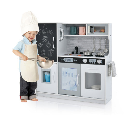 Toddler Pretend Play Kitchen for Boys and Girls 3-6 Years Old-White