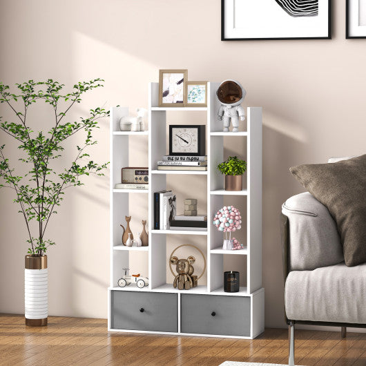 White open store back bookshelf