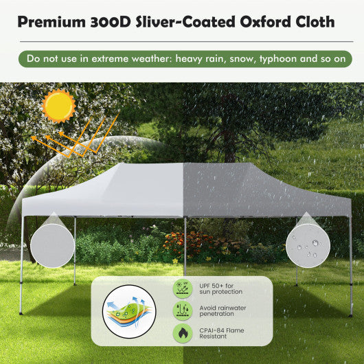 10 x 20 Feet Outdoor Pop-Up Patio Folding Canopy Tent-White