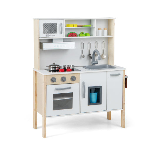 Wooden Pretend Play Kitchen Set for Toddlers-White