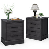 Wood Compact Floor Nightstand with Storage Drawers-Dark Gray