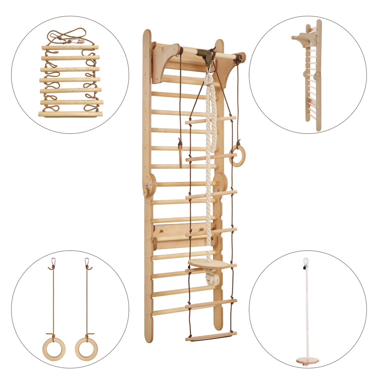 Wooden Swedish Wall / Climbing ladder for Children + Swing Set