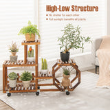 6-Layer Wooden Plant Stand for 8 Pots-Brown