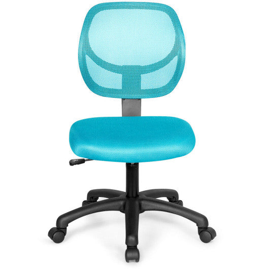 Low-back Computer Task Chair with Adjustable Height and Swivel Casters-Blue