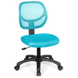 Low-back Computer Task Chair with Adjustable Height and Swivel Casters-Blue