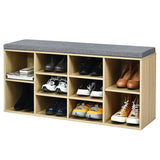10-Cube Organizer Shoe Storage Bench with Cushion for Entryway-Beige
