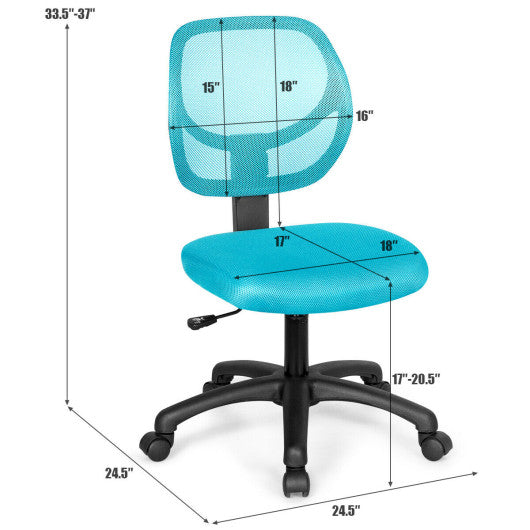 Low-back Computer Task Chair with Adjustable Height and Swivel Casters-Blue