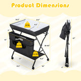 Portable Adjustable Height Newborn Nursery Organizer  with wheel-Black