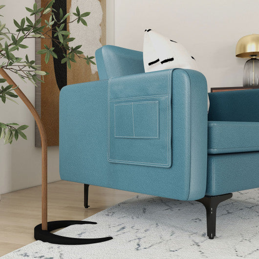 Modern Accent Armchair with Side Storage Pocket-Blue