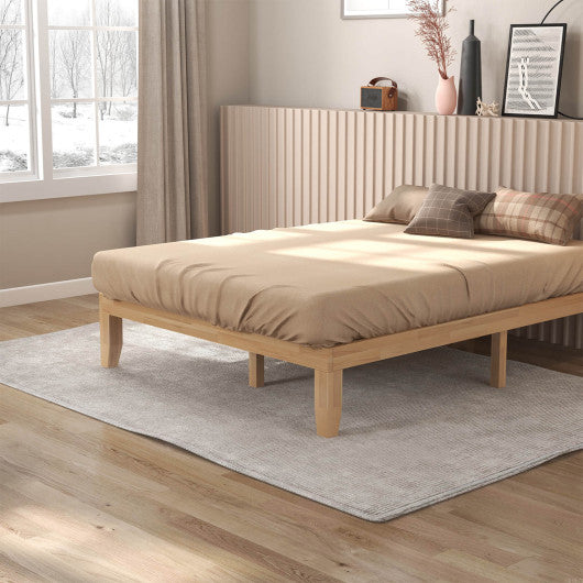 Queen Size 14 Inch Wooden Bed Mattress Frame-Natural