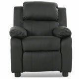 Kids Deluxe Headrest  Recliner Sofa Chair with Storage Arms-Black