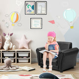 Black Kids Single Armrest Couch Sofa with Ottoman