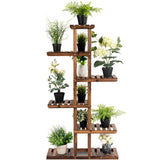 6 Tier Garden Wooden Shelf Storage Plant Rack Stand