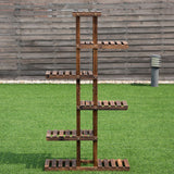 6 Tier Garden Wooden Shelf Storage Plant Rack Stand