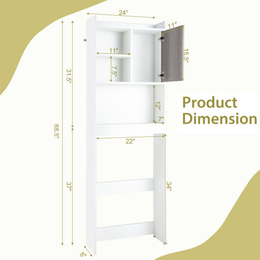 4-Tier Space-saving Toilet Sorage Cabinet with Open Shelves