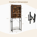 4-Tier Multifunctional Toilet Sorage Cabinet with Adjustable Shelf and Sliding Barn Door-Rustic Brown