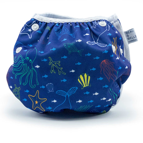 Sea Friends Nageuret Premium Reusable Swim Diaper, Adjustable 0-3 Years by Beau & Belle Littles